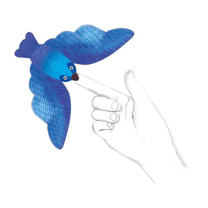 Set Of 3 Blue Balancing Birds Moulin Roty