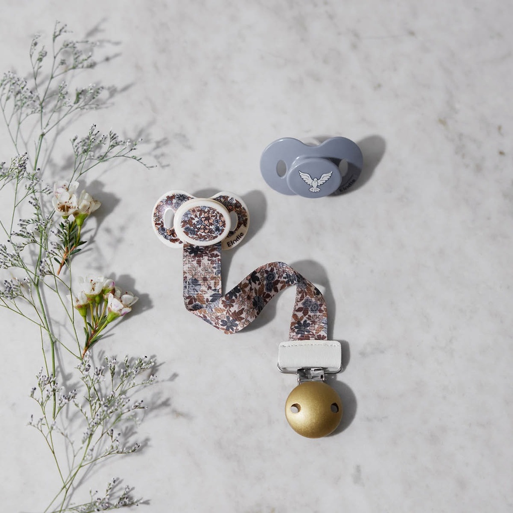 Pacifier Clip Wood Blue Garden Elodie