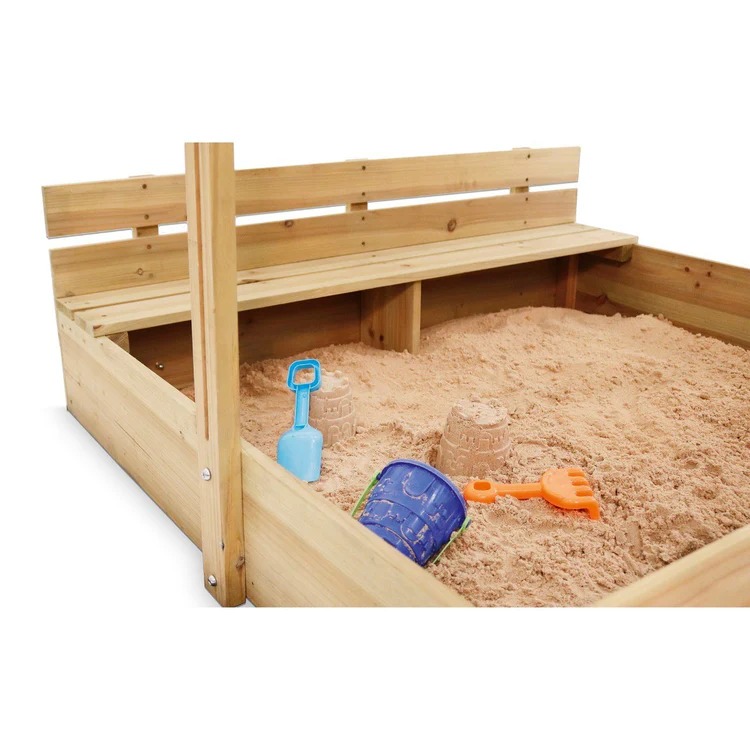 Wooden Sandpit With Canopy - Natural Plum