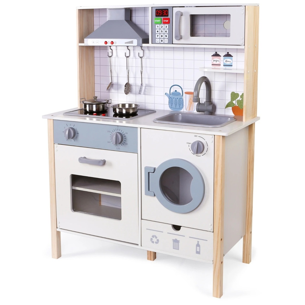 Cocina de Madera con Campana y Lavarropas EduFun