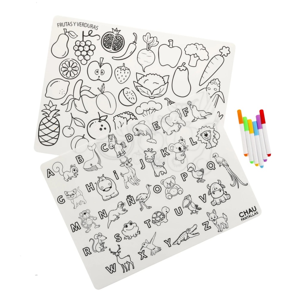 Individuales Lavables abecedario-frutas&amp;verduras Chau Pantal
