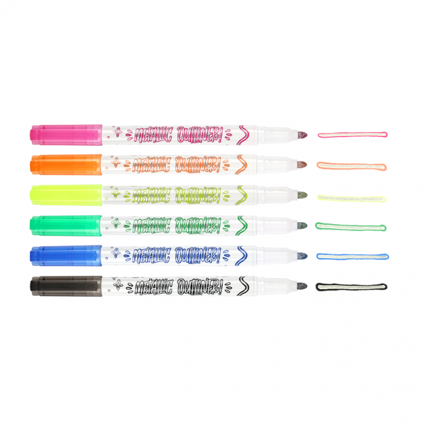 Marcadores outline metalizados x 6 Mooving