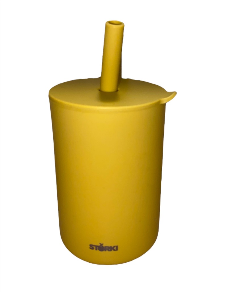 Vaso silicona con pajita Mostaza Storki