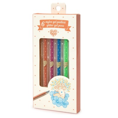 6 glitter gel pens  DJECO