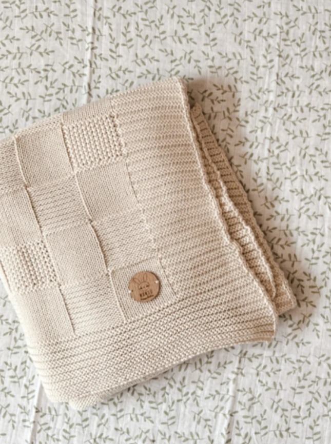 Rebozo Damero tejido 100% algodon arena Nansu