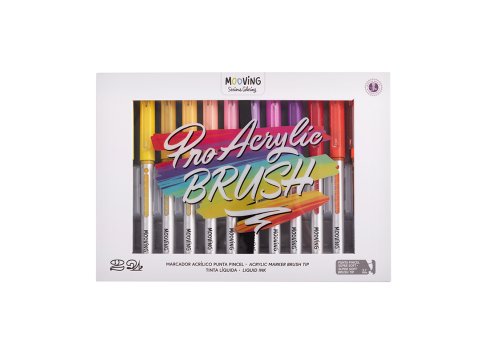 Marcadores Acrilicos Punta Pincel x12 Mooving