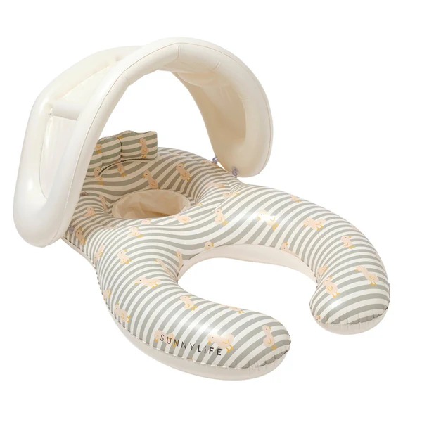 Float Together Baby Seat Duck Sage Stripe Sunnylife