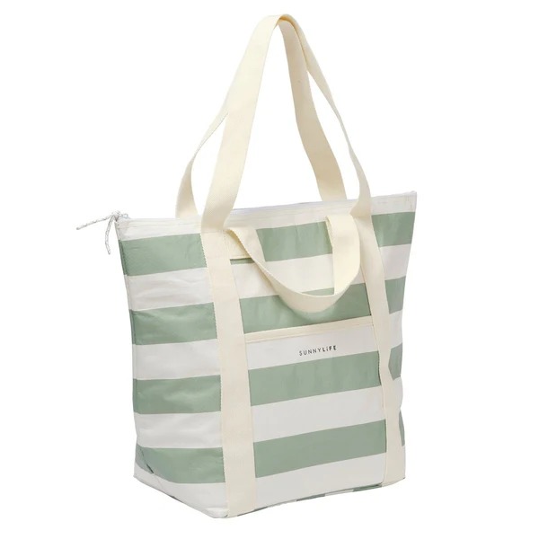 Light Cooler Tote La Palma Sage Stripe Sunnylife