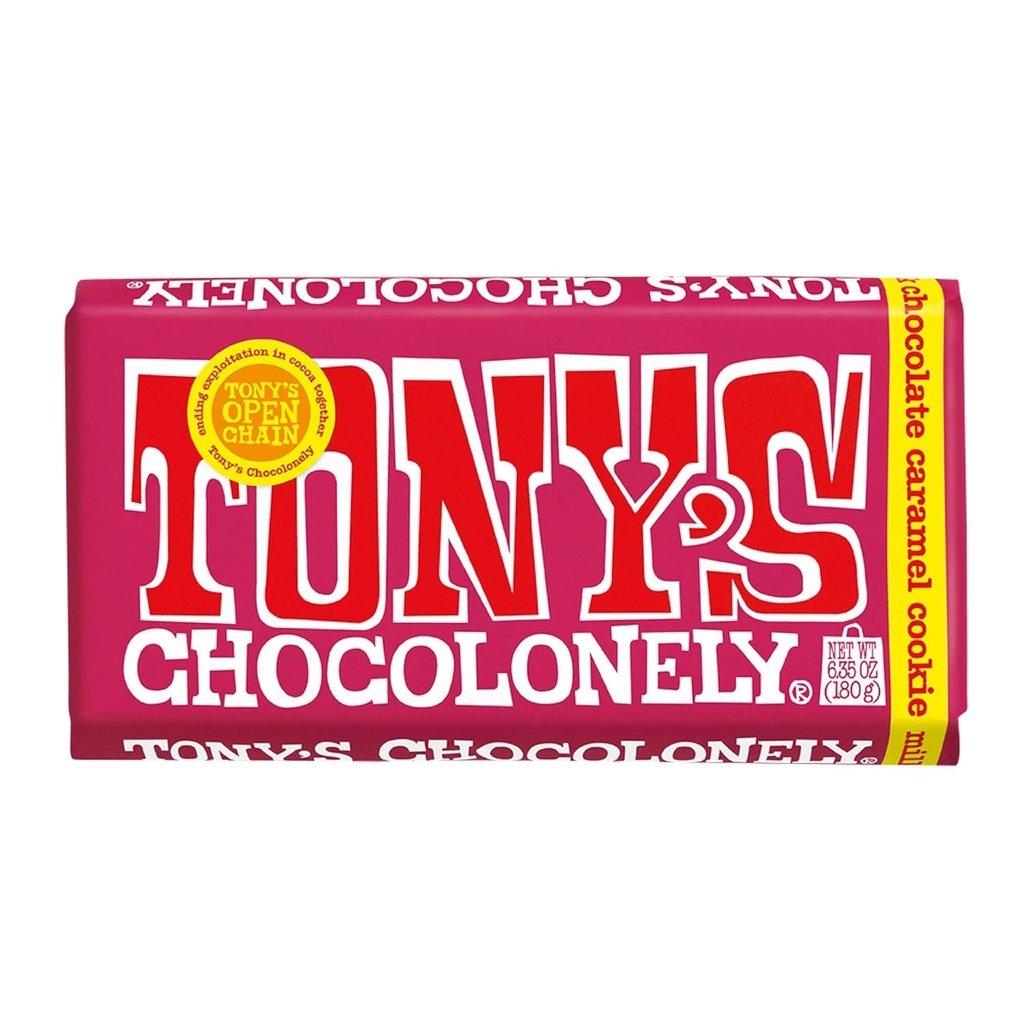 Chocolate con leche con trozos de caramelo y galletas Tonys