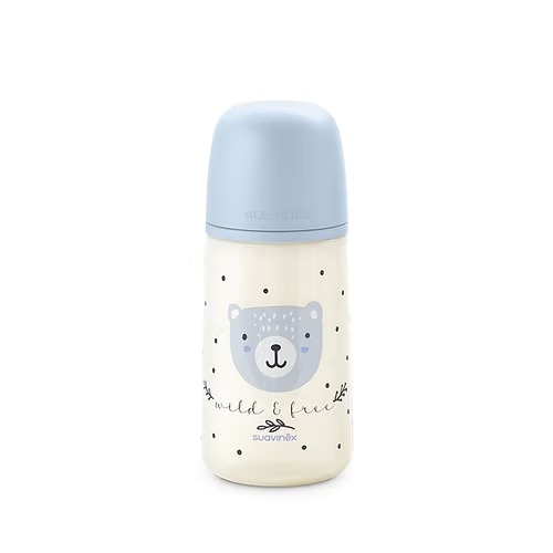 Biberón 270Ml Fisio. 3-6M Flujo M - Bears Azul Suavinex