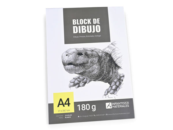 Block de dibujo A4 - 180 g - 25 hojas Infantozzi Materiales