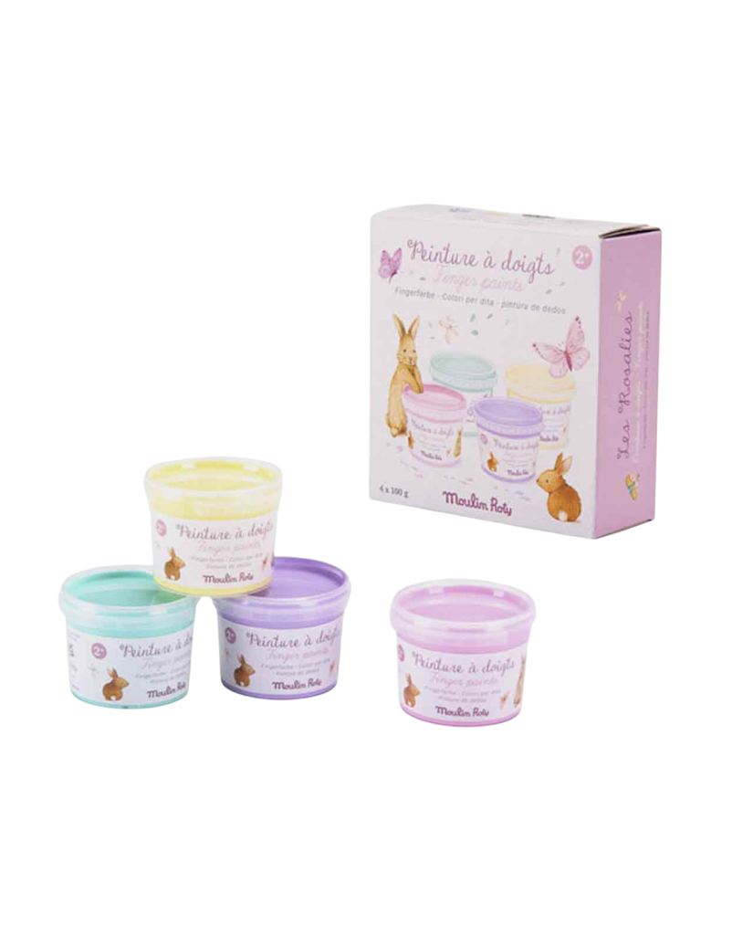 4 Botes De Pintura De Dedos Pastel Rosalies Moulin Roty