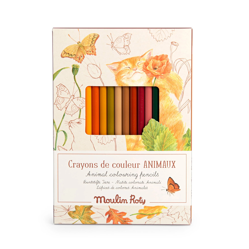 12 Lapices De Colores + Tarjetas El Jardinero Moulin Roty