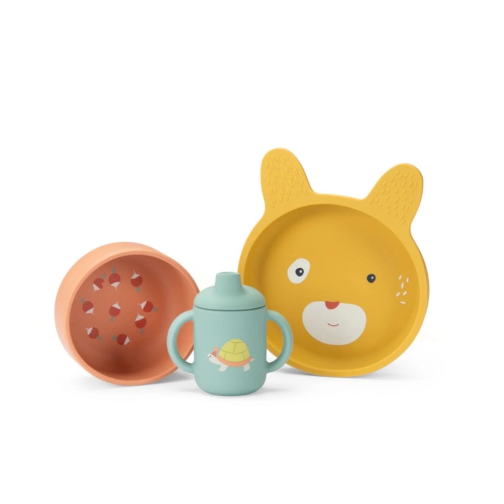 Set Vajilla Silicona Trois Petits Lapins Moulin Roty