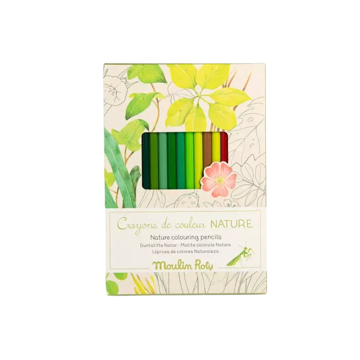 12 Lapices De Colores + Tarjetas El Botanista Moulin Roty