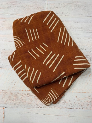 [NANSU30] Rebozo muselina arcoiris terracota Nansu