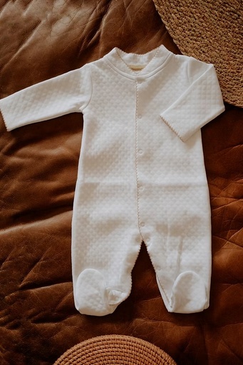 [MP20] Enterizo PIMA Jacquard blanco y beige 3/6 Mon Petit