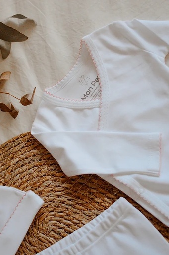 [MP31] Body PIMA cruzado blanco c rosa 0/3 Mon Petit