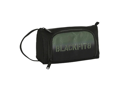 [8412688477807] Cartuchera 2 cierres Blackfit8 negro Safta