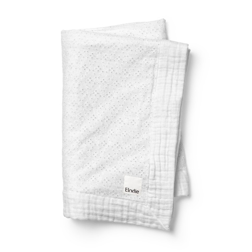 [70360206103NA] Soft Cotton Blanket Embroidery Anglaise Elodie