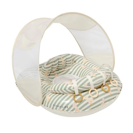 [9339296069424] Interactive Baby Float Duck Sage Stripe Sunnylife