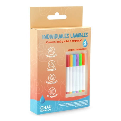 [7730992131163] Individuales Lavables abecedario-frutas&amp;verduras Chau Pantal