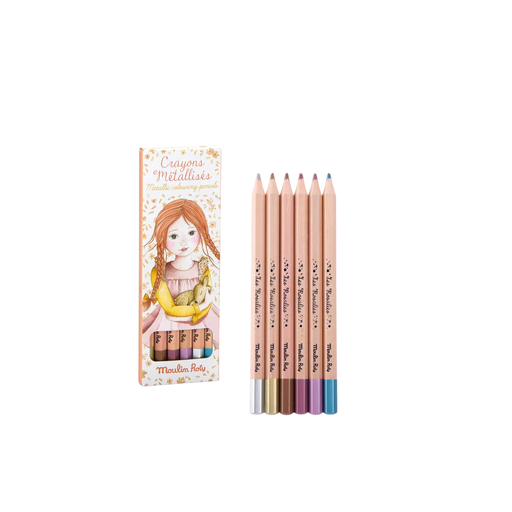[710607] 6 Lapices De Colores Metalizados Rosalies Moulin Roty