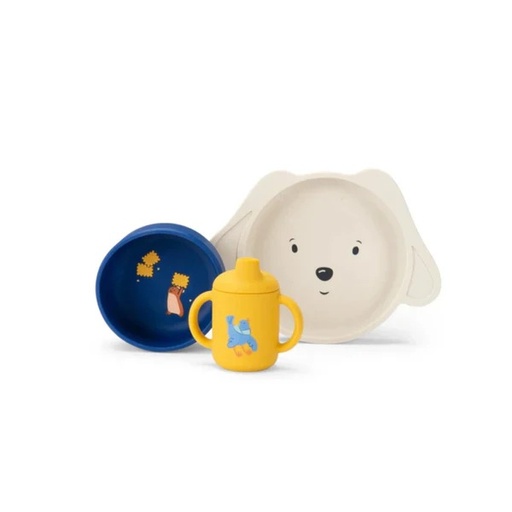 [684057] Set Vajilla Silicona Puce &amp; Pilou Moulin Roty