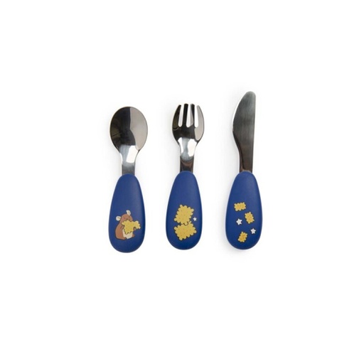 [684058] Set De Cubiertos Silicona Puce &amp; Pilou Moulin Roty