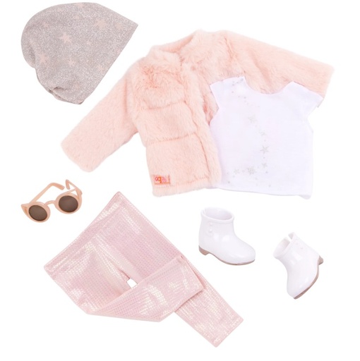 [062243482456] Set de Ropa Deluxe - Saco de Piel Rosa y acc. Our Generation