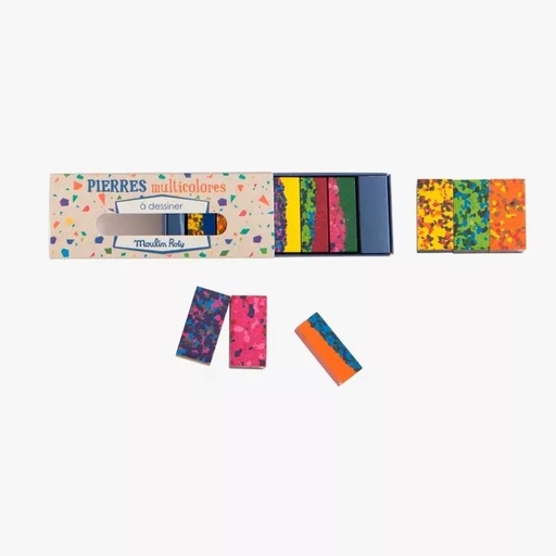 [711259] Box of 6 multi-coloured wax blocks Moulin Roty