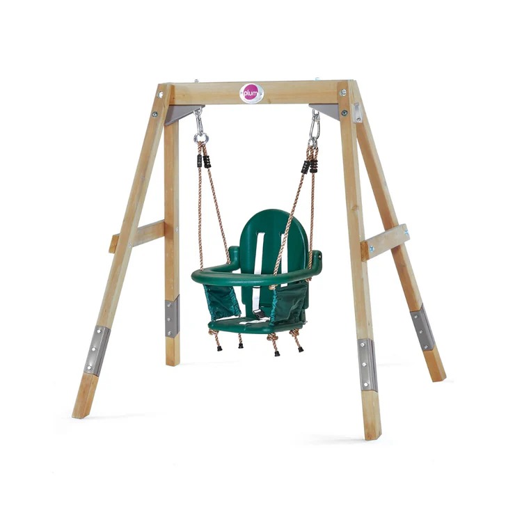 2-In-1 Wooden Single Swing Set Plum