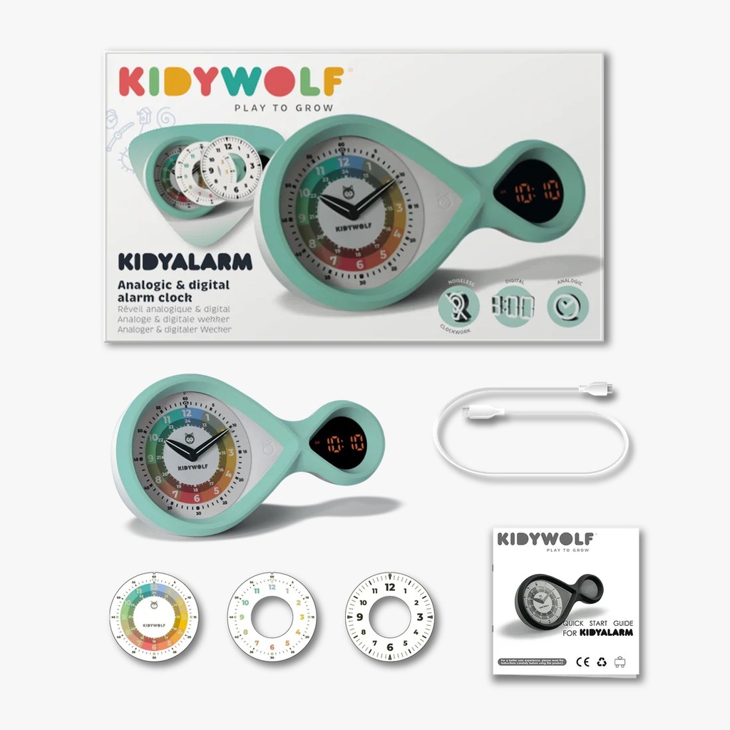 Kidyalarm Educational Alarm Clock Mint Kidywolf