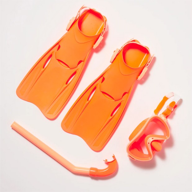 Set Snorkel Medium 6+ - Neon Coral Marble Sunnylife