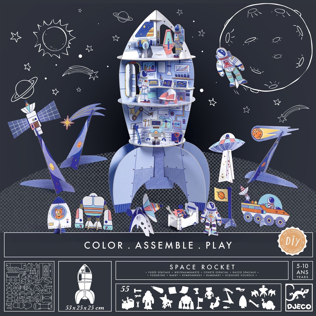 Color Assemble Play Space Rocket Djeco