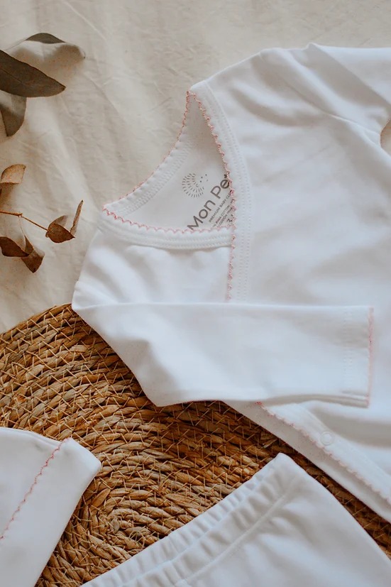 Body PIMA cruzado blanco c rosa 0/3 Mon Petit