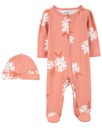 Pijama 1Pc C/Pie Y Gorro Floral Algodón 6M Carters