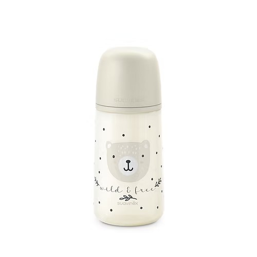 Biberón 270Ml Fisio. 3-6M Flujo M - Bears Gris Suavinex