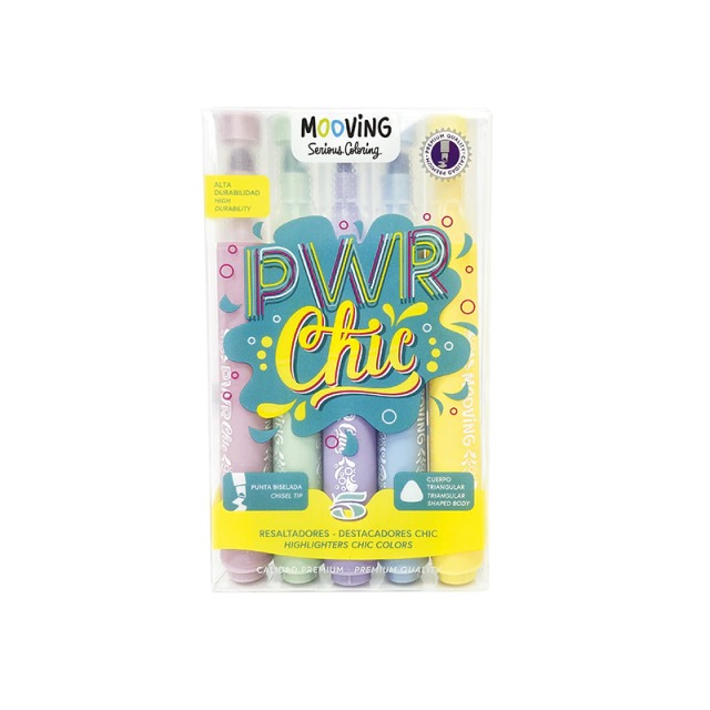 Marcadores Flúo Chic Caja X5 Unidades Mooving