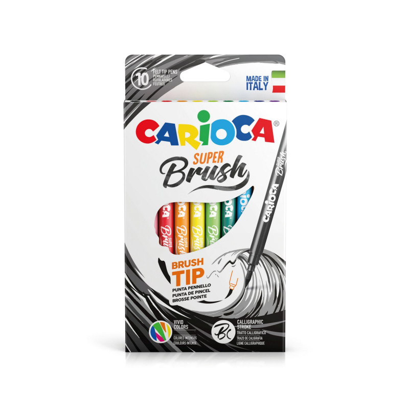 Marcadores Punta Pincel Super Brush Caja X10 Carioca
