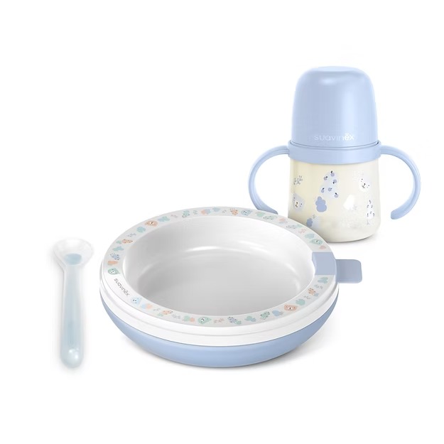 Vaso + Plato Termico + Cuchara 3 Uds - Prints Azul Suavinex