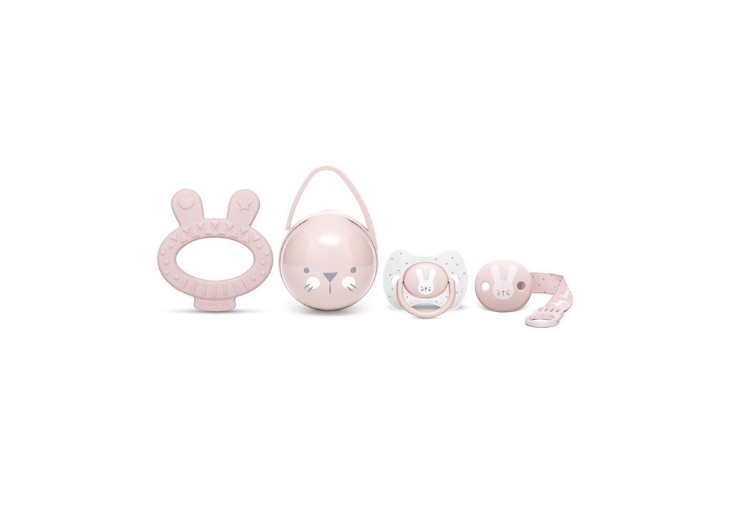 Set Hygge +0M ( Chup + Clip + Mordillo + Portachup) Rosa Sil
