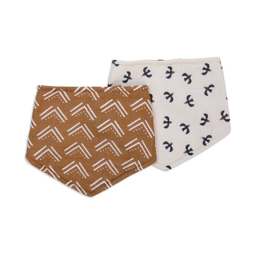 [628233459657] Set x2 babero bandana Mudcloth &amp; black birds Lulujo