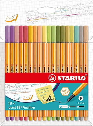 [4006381579575] Marcadores Point 88 x 18 Soft Colors Stabilo