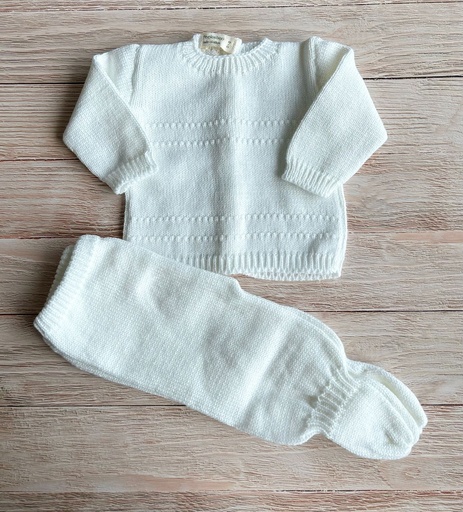 [PK30] Set batita y pelele tejido doble guarda blanco 0-3m Peekaboo