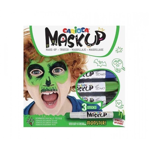 [8003511430511] Pintura de cara en barra x 3  colores Monster Carioca