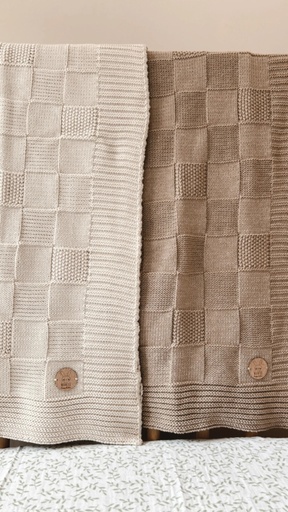 [NANSU32] Rebozo Damero tejido 100% algodon vison Nansu