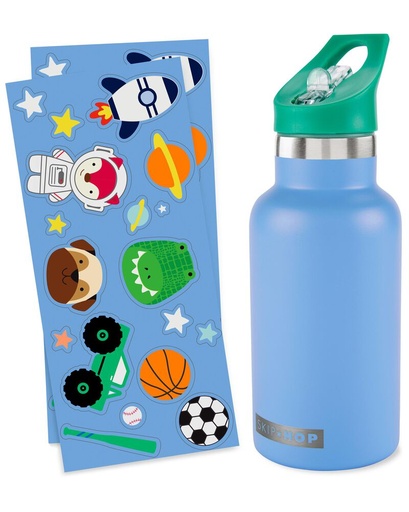 [195862468515] Botella de Acero con Stickers - Azul Skip Hop
