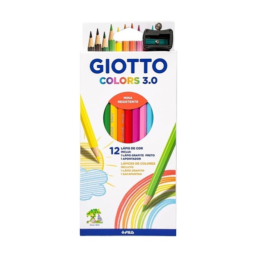 [8000825048944] Lapices de colores x 12 + sacapuntas + grafito Giotto