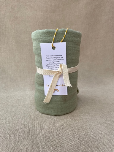 [LB03] Rebozo de muselina verde La Bienvenida